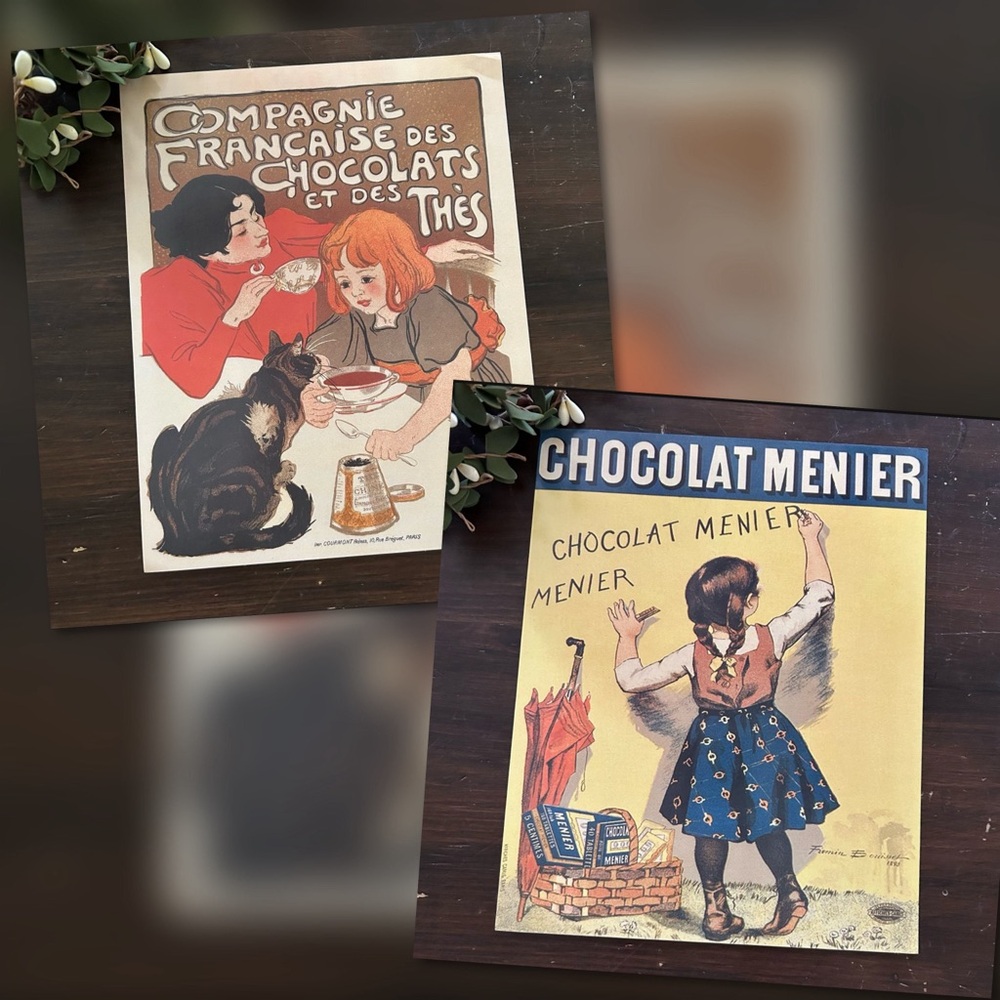 UNFRAMED • (2) Vintage Inspired French Ad Art Prints